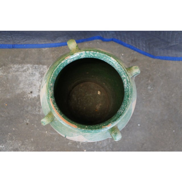 Antique French Glazed Terracotta Olive Jug Floor Vase Amphora Urn Vessel For Sale - Image 6 of 12