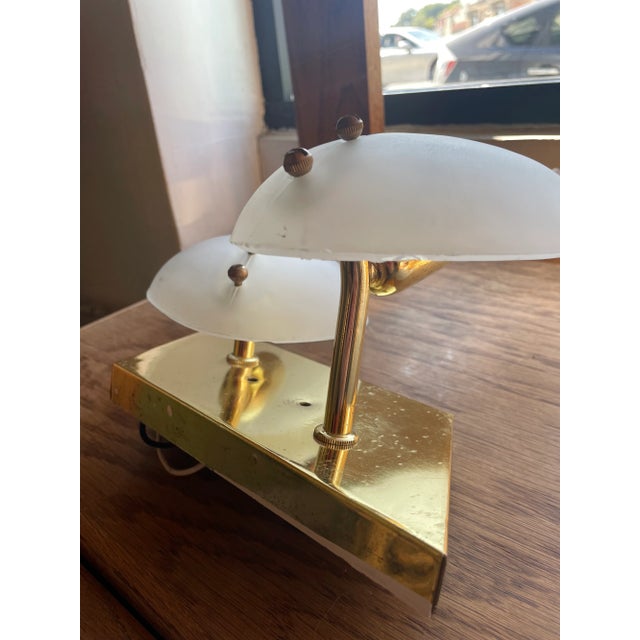 1950's Vintage Brass + Glass Leaf Sconces - A Pair For Sale In Los Angeles - Image 6 of 9