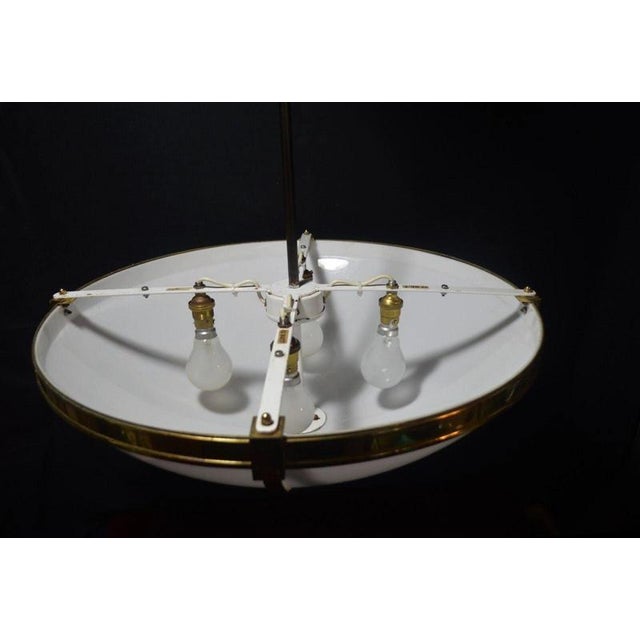Large Mid-Century Four-Light Opaline and Polished Brass Bowl Chandelier, 1960s For Sale - Image 16 of 17