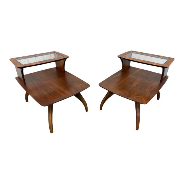 Mid-Century Modern Walnut Side Tables - Set of 2 For Sale
