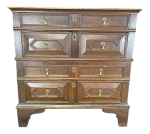 Late 17th Century British Oak Charles II Chest of Drawers Dresser