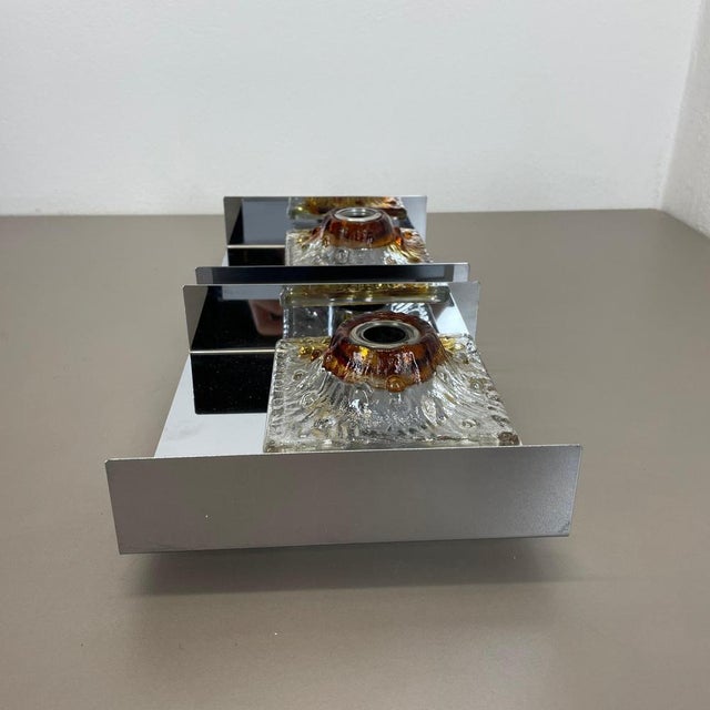 1970s Murano Glass and Chrome Metal Wall Lights from Mazzega, Italy, 1970s, Set of 2 For Sale - Image 5 of 18