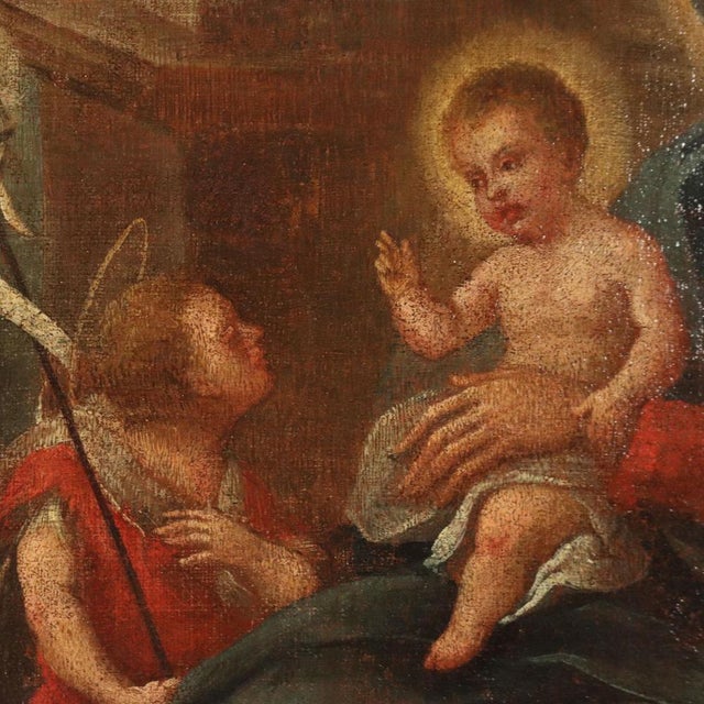 The Holy Family with Saints, Oil on Canvas For Sale - Image 5 of 12