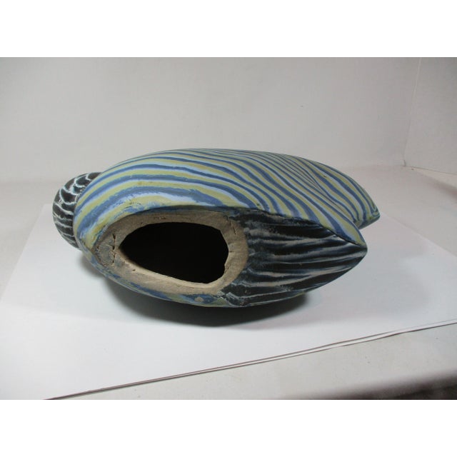 Blue Modern Abstract Organic Pottery Sculpture For Sale - Image 8 of 10