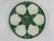 A beautiful classic French Longchamp glazed majolica oyster plate with a vibrant green faux basket weave background and...
