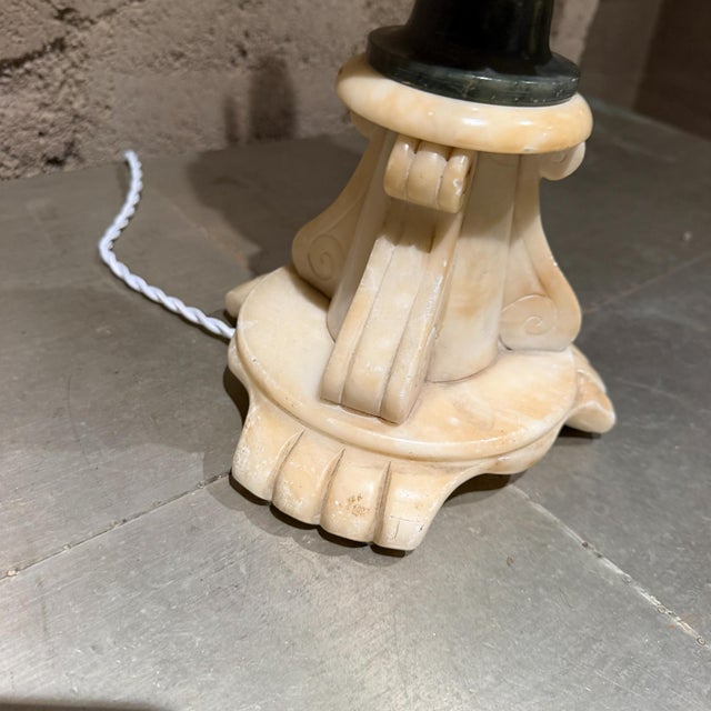 Hollywood Regency Hand-Carved Italian Alabaster or Marble Table Lamp For Sale - Image 9 of 12
