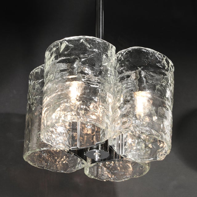 1970s Mid-Century Modern Hand-Blown Murano Mottled Glass & Nickel Chandelier by Mazzega For Sale - Image 15 of 18