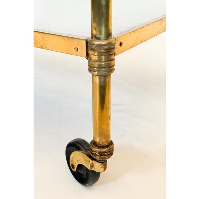 English Two-Tiered Drinks Cart or Bar Trolley With Swan Handles For Sale - Image 9 of 12