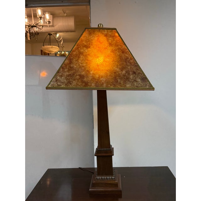 Design Plus Gallery presents a Arts & Crafts Tapered Wood Column Table Lamp. This table lamp has a tapered wood column,...