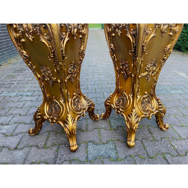 Gold 1980 Italian Baroque Gold Pedestals - Pair For Sale - Image 8 of 17