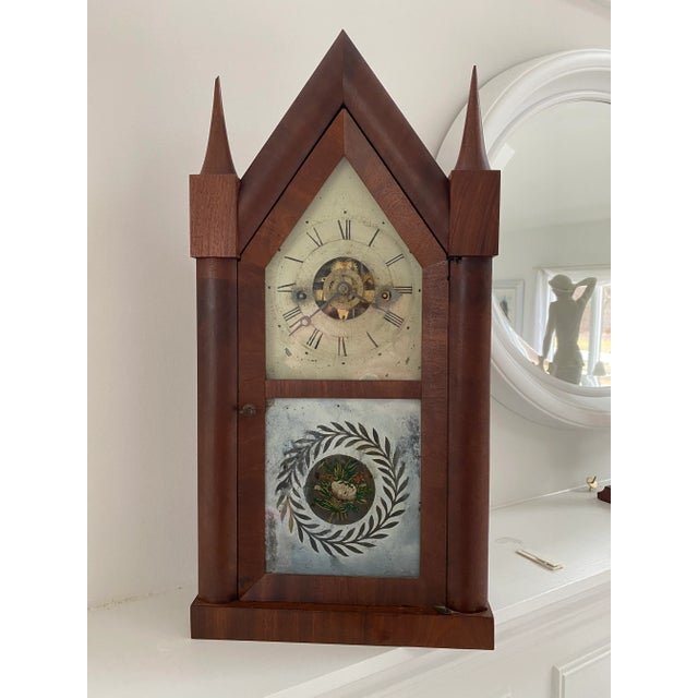 A beautiful antique Chauncey Jerome steeple clock (or Sharp Gothic, as it would have been called when made) dating to mid...