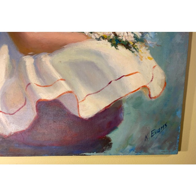 Vintage Original Oil Painting on Canvas - Signed Florida Artist K. Evans - 1970s For Sale - Image 4 of 12