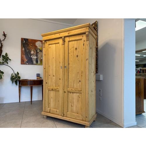 Restored Gründerzeit Farmhouse Wardrobe, Natural Wood, Hall Wardrobe, Dimensions: Height x Width x Depth 182 x 109 x 50...