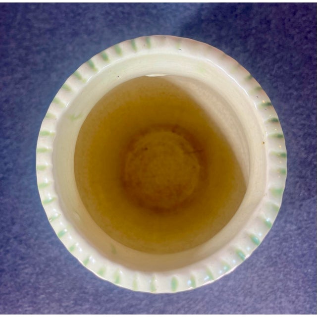 Ceramic Antique Roseville Donatello Green Ivory 8” Vase For Sale - Image 7 of 8