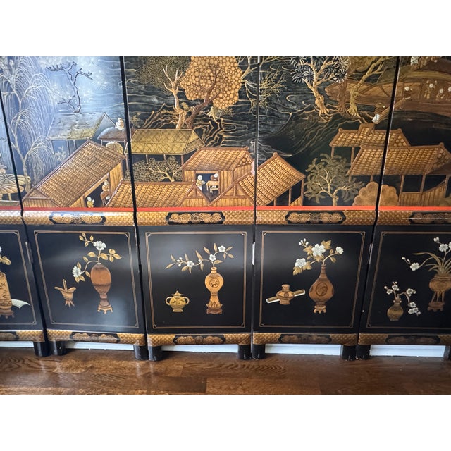 6 Panel Coromandel Lacquered Screen For Sale - Image 12 of 13