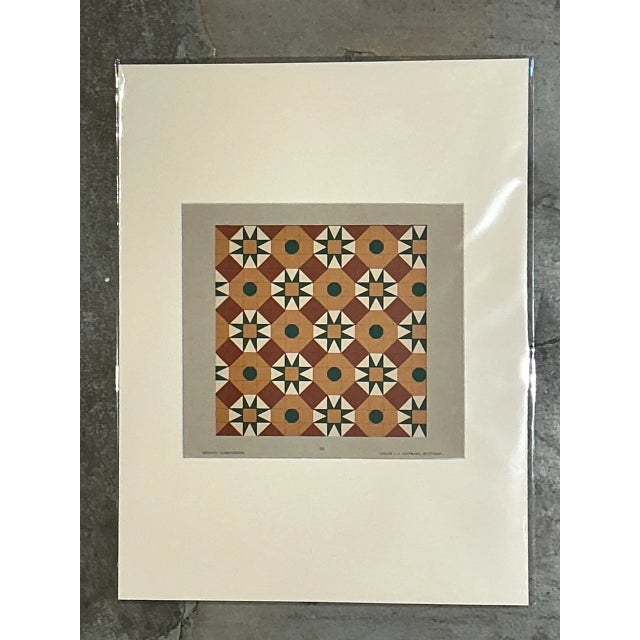 This vintage serigraph captures the geometric precision of mid-20th-century graphic art, its repeating motif of stars and...
