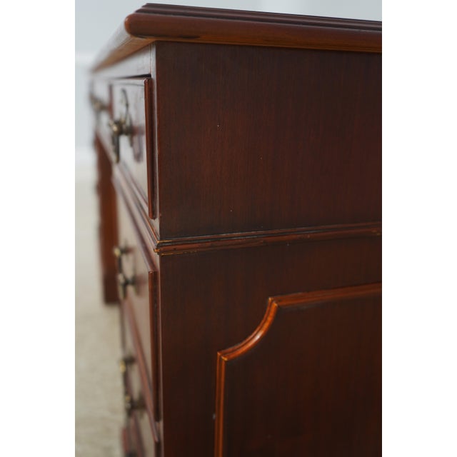 English Leather Top 3 Part Executive Partners Desk For Sale - Image 15 of 18