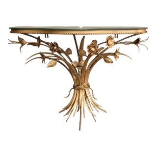 Fine 1950s Gilt Metal Shel With Elgomise Mirror Top For Sale