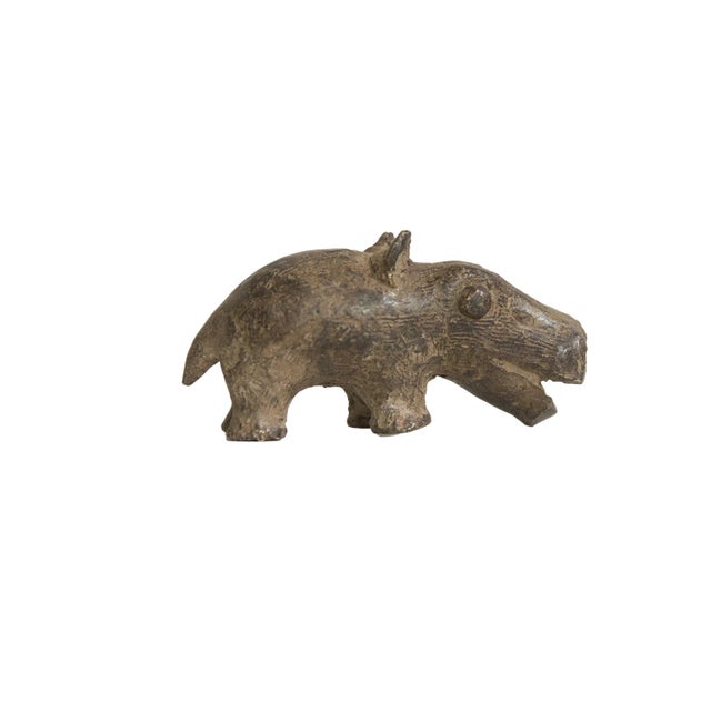 Metal Vintage African Bronze Hippo For Sale - Image 7 of 7