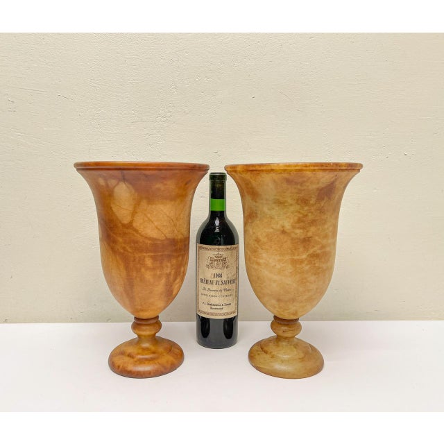 Mid-Century Modern Spanish Alabaster Vase-Shaped Table Lamps, 1970s, Set of 2 For Sale - Image 3 of 13