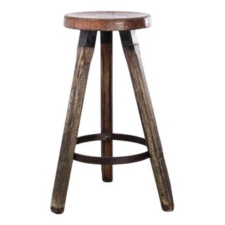 Mid-Century Modern French Brutalist Stool, 1950s For Sale