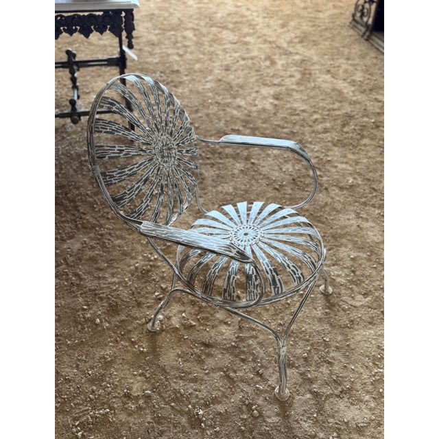 2000 - 2009 Arras France Button Bottom Hand Wrought Garden Chair For Sale - Image 5 of 6