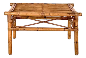 Italian Coffee Table in Rattan and Bamboo, 1970s