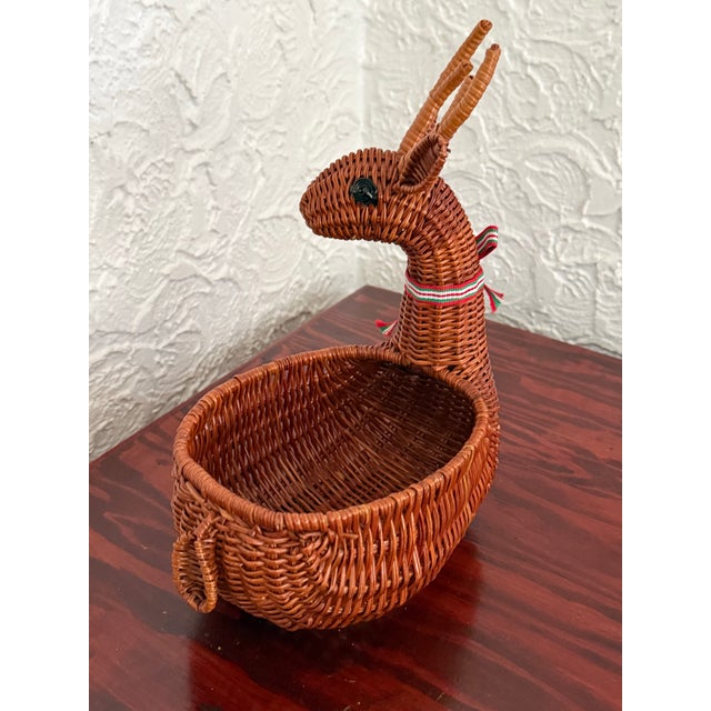 Vintage Wicker Reindeer Basket Christmas Holiday Decor For Sale - Image 6 of 9