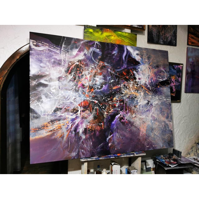 Purple Ovidiu Kloska, The Morning Dreams of Alice, 1977, Acrylic on Canvas For Sale - Image 8 of 11