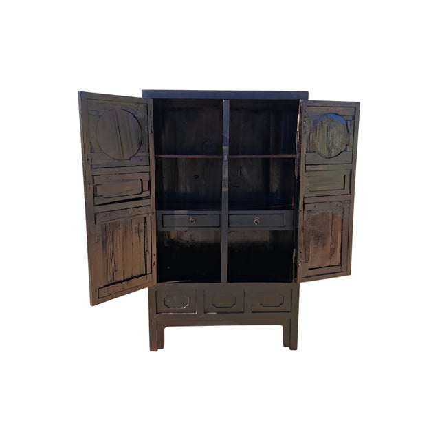 Early 19th Century Antique Chinese Black Two-Door Cabinet With Brass Hardware, Circa 1826 For Sale - Image 5 of 5