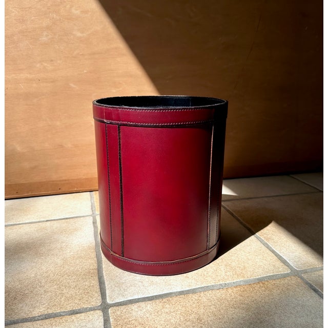 French Modern Leather Waste Basket, 1970s For Sale - Image 13 of 13