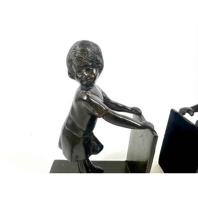 1960s Art Deco Style Bronze Andrea Bookends from Sadek Import Co., 1960s, Set of 2 For Sale - Image 5 of 11