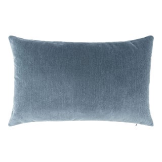 Scalamandre 22" x 14" Tudor Velvet Lumbar Pillow in Federal Blue For Sale