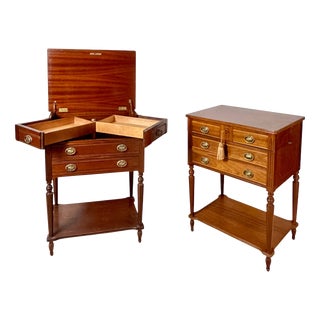 Wood Storage Tables with Lift-Top Compartments, 1970, Set of 2 For Sale