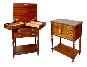 Wood Storage Tables with Lift-Top Compartments, 1970, Set of 2