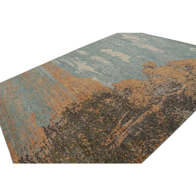Rug & Kilim Rug & Kilim’s Contemporary Pictorial Rug in Sky Blue With Scenery Depiction For Sale - Image 4 of 7