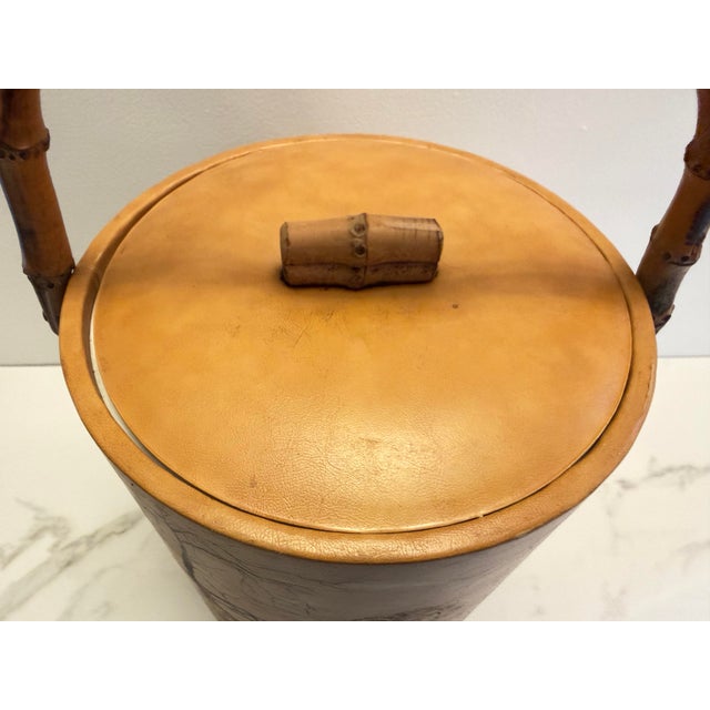 Vintage 1970s Abercrombie & Fitch Cheetah Print Ice Bucket With Faux Bamboo Handle – Retro Safari Home Decor For Sale - Image 10 of 10