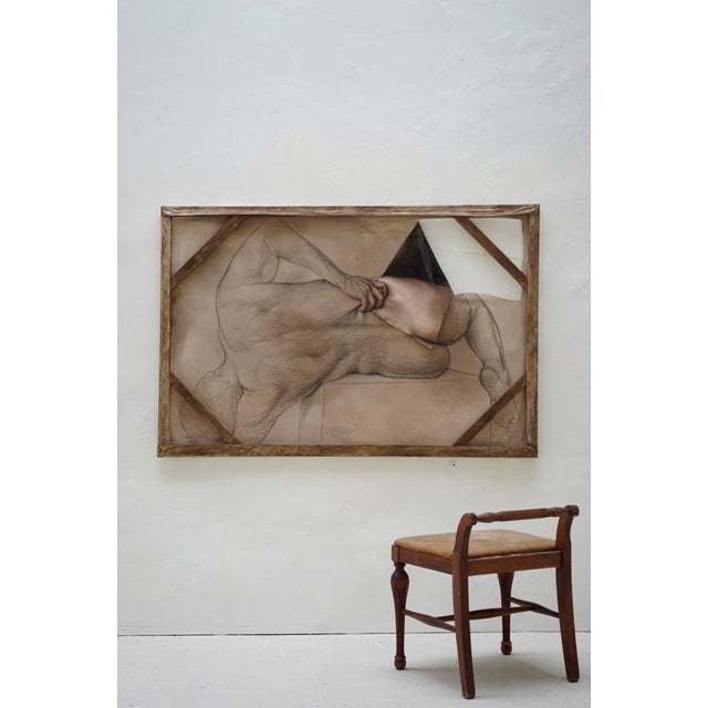 Figurative The Rioting Man by Kit King | Oil and graphite on canvas depicting a figure in a contorted pose. For Sale - Image 3 of 5