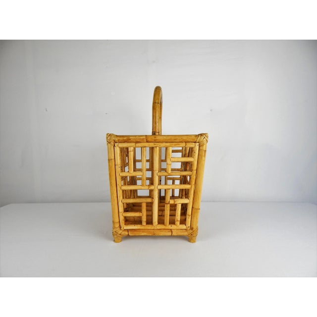Wood Asian Motif Bamboo Magazine Rack For Sale - Image 7 of 9