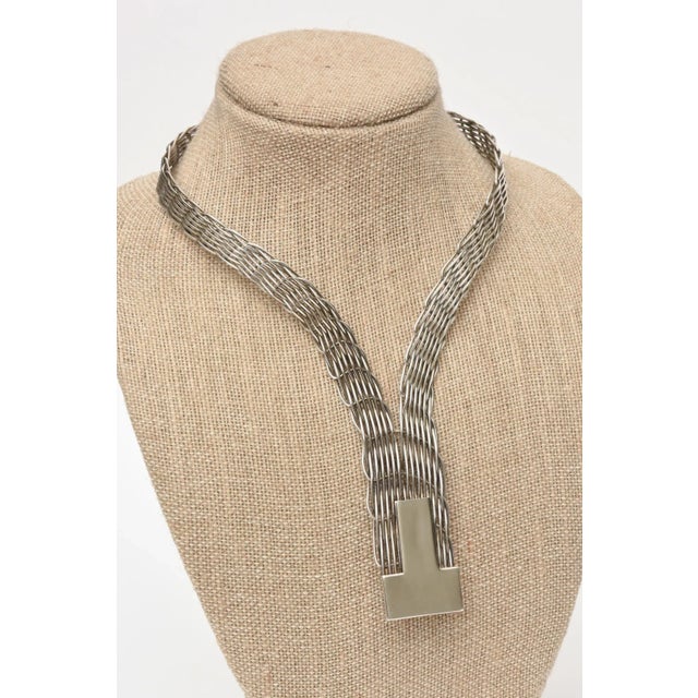 Vintage j.p. Coutrel Sterling Silver v Necklace, French For Sale - Image 11 of 11