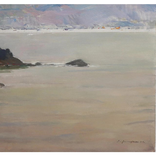 Realism Antique Seascape Oil Painting, Ukrainian Soviet Art, 1971 by M.L. Moisey Volshtein For Sale - Image 3 of 6