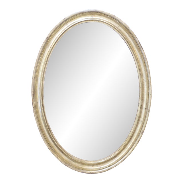 19th Century Large Silverleaf Oval Mirror For Sale