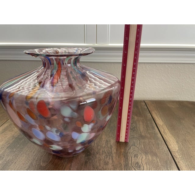1990s Vintage Maestri Vetrai Made in Italy Mouth Blown Art Glass Vase For Sale - Image 5 of 8