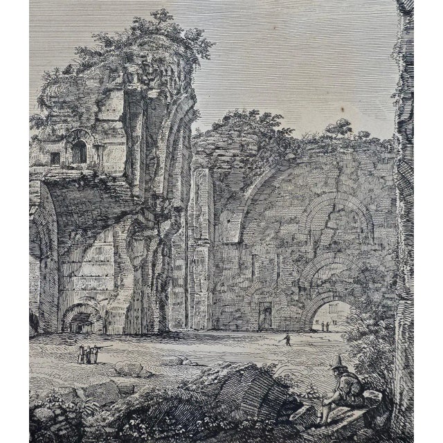 Traditional Luigi Rossini 19th Century Etching of the Ancient Caracalla Baths in Rome by Luigi Rossini , 1823 For Sale - Image 3 of 7