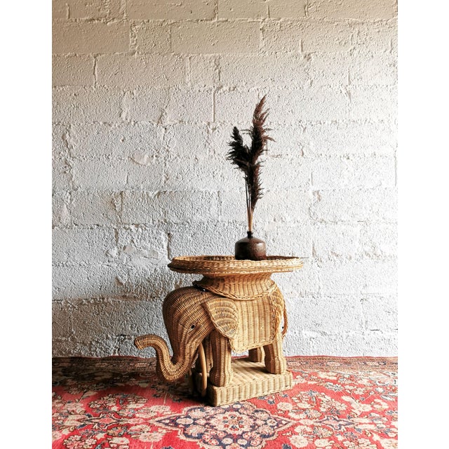 Mid-Century Modern Vintage Rattan & Wicker Elephant Coffee Table from Vivai Del Sud, Italy, 1960s For Sale - Image 3 of 17