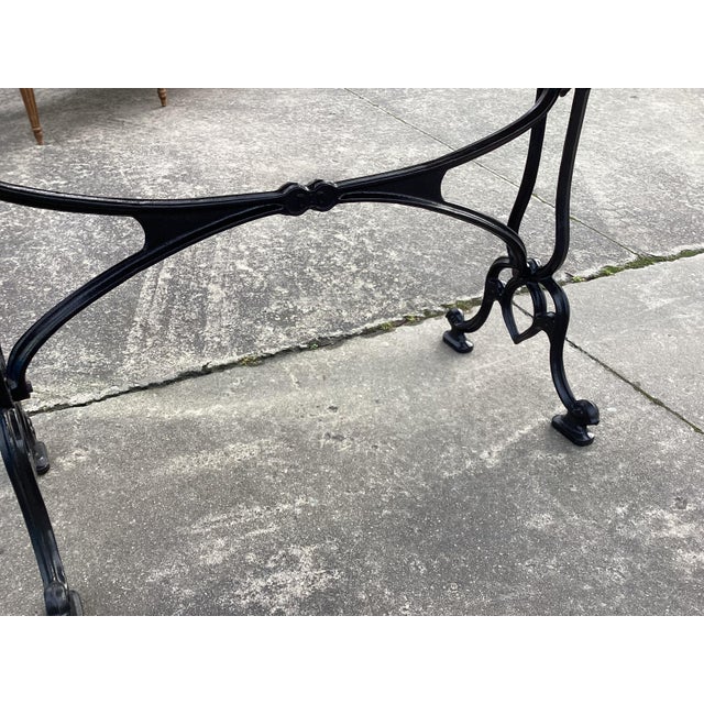 Antique White Classic French Wrought Iron & Stone Bistro Table For Sale - Image 8 of 10