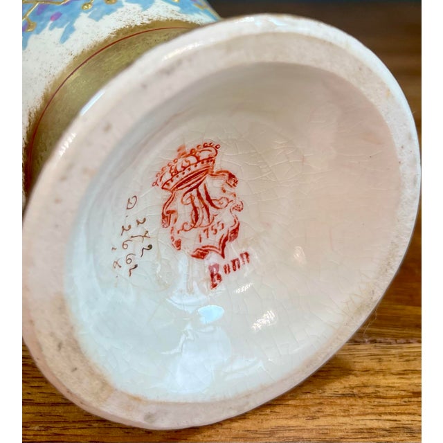 Cream Antique Royal Bonn (Germany) Hand Painted Porcelain Vase For Sale - Image 8 of 8