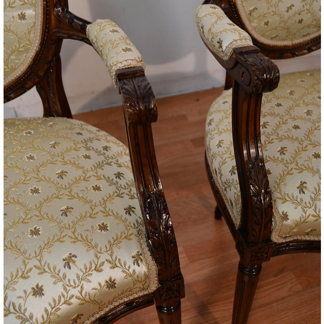 1930s 1930s French Louis XV Carved Walnut Set of 6 Dining Room Chairs / 2 Arm & 4 Side For Sale - Image 5 of 18