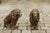 Late 19th Century Pair of Italian 1880s Small Walnut Hand Carved Lion Sculptures with Dark Patina For Sale - Image 5 of 12