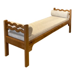Sunday Day Bench in Oak and Linen by Fosfeen For Sale